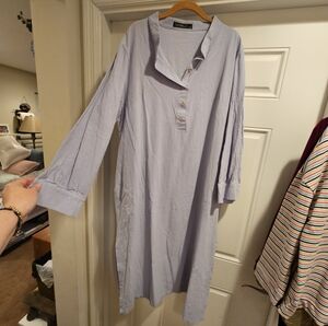 Zanzea Light Blue Button-Up Shirt Dress